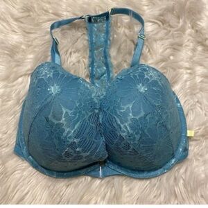 Victoria’s Secret 38D Teal Push Up Front Closure Racerback Underwire Bra
